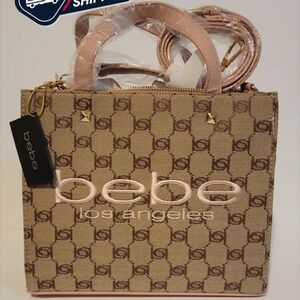 Bebe Talulla Mini Satchel Beige Comes With Crossbody Strap Also